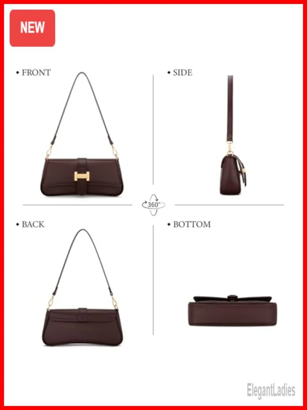 PU Leather Small Hobo Handbag Retro Clutch Purse Shoulder Bag